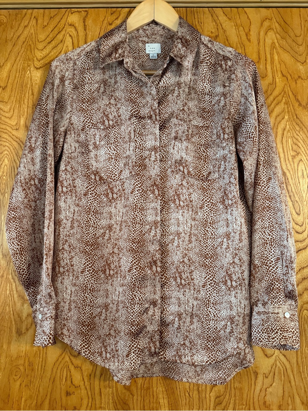 Chocolate Snake Printed Button Down Satin Shirt